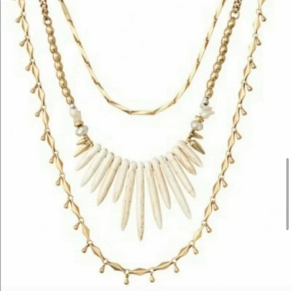 :: Stella & Dot | Versatile Howlite & Gold 5-in-1 Zuni Layering Necklace… - Picture 8 of 16